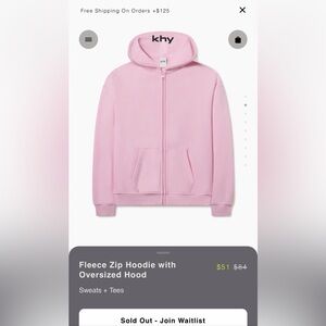 Khy Fleece Zip Hoodie with Oversized Hood
NEW. Size M
